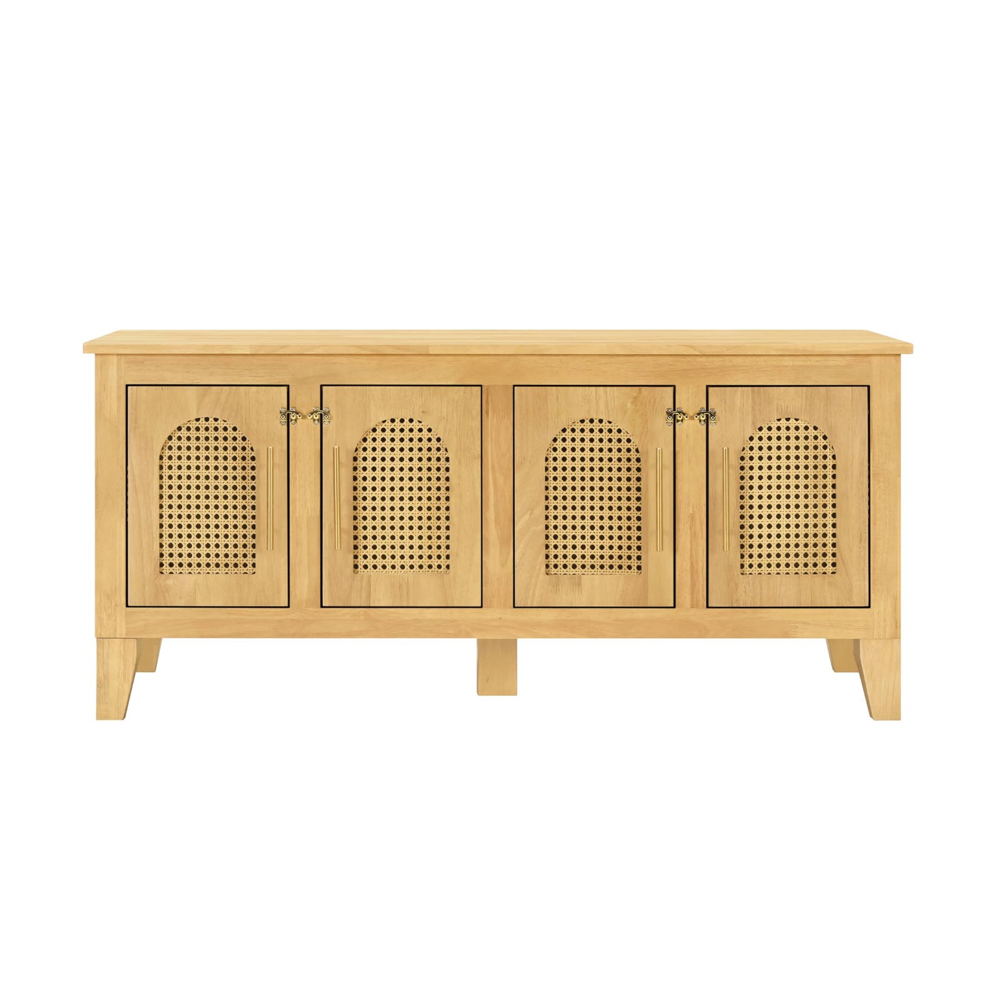 Christopher Knight Home Concun Large Dog Crate Furniture with Breathable Rattan Doors, Rubber Wood Kennel Indoor, Heavy Duty Dog Crate, Multifunctional 2-in-1 Living Room Storage Cabinet, Natural