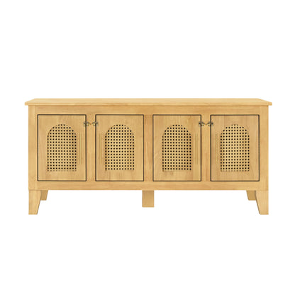 Christopher Knight Home Concun Large Dog Crate Furniture with Breathable Rattan Doors, Rubber Wood Kennel Indoor, Heavy Duty Dog Crate, Multifunctional 2-in-1 Living Room Storage Cabinet, Natural