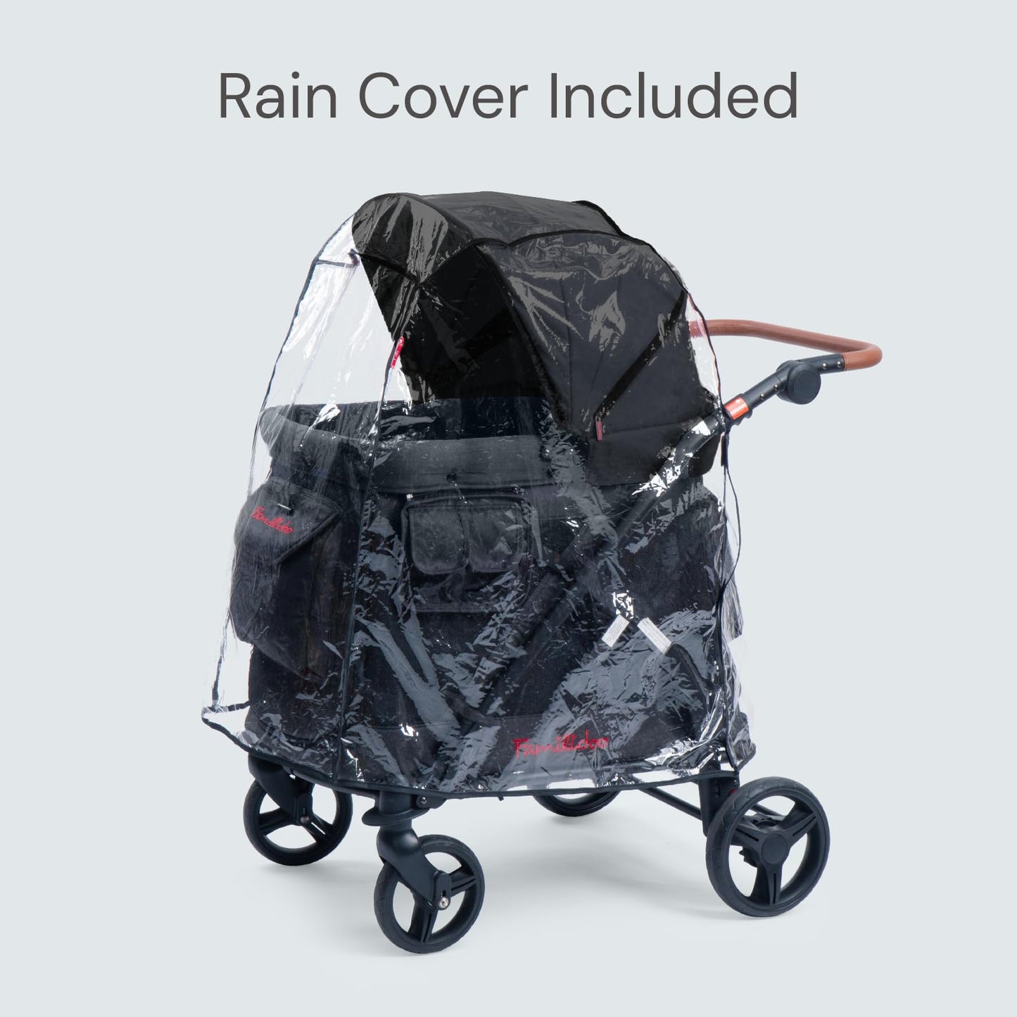 Familidoo MJ01 Stroller Wagon with Removable Bassinet & Seat, Snack Tray Included, Zippered Front and Rear Doors, Mesh Ventilated Panels (Black)