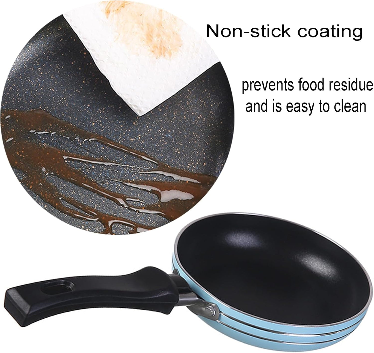 Zoofen 4.7" Mini Round Frying Pan, Non-Stick Egg Skillet with Long Handle for Breakfast