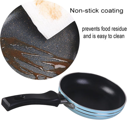 Zoofen 4.7" Mini Round Frying Pan, Non-Stick Egg Skillet with Long Handle for Breakfast