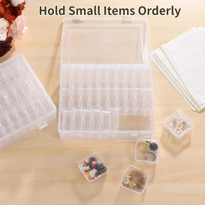120Pcs Bead Organizer Box, Small Clear Plastic Bead Storage Containers, 4 Craft Storage Boxes with Hinged Lid, 336 Labels, Mini Box for Jewelry Making Bracelets Beading Nails Screws Seeds Small Parts