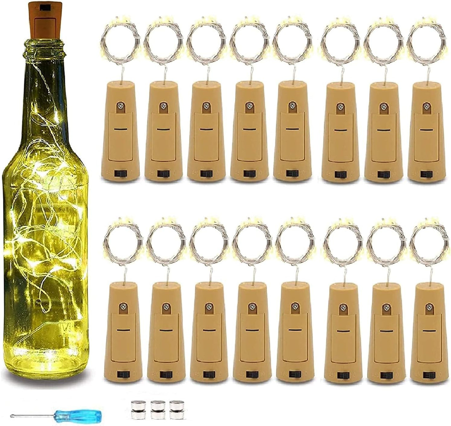 16 Pack 20LED VOOKRY Wine Bottle Lights with Cork, Fairy Lights Battery Operated Mini Copper Wire Cork Lights