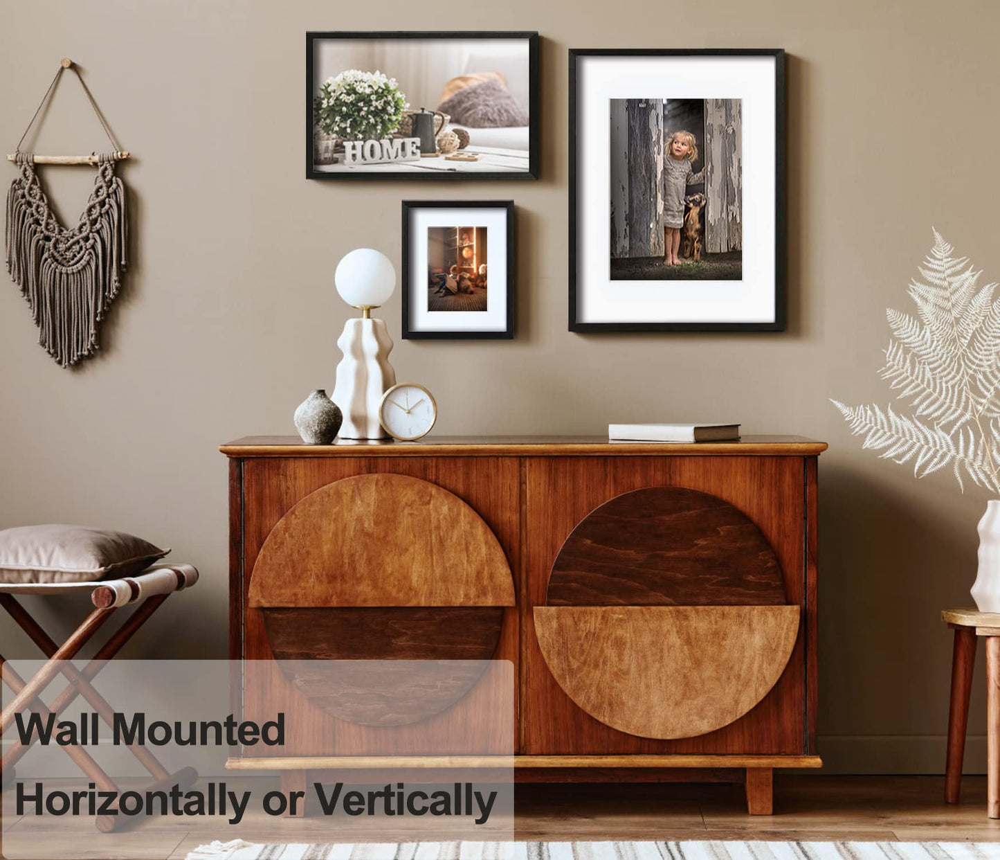 Yaetm 16x20 Frame Matted to 11x14 Set of 4, Solid Wood Black Picture Frame 16x20 for Photos, Posters & Art Prints, Wall Gallery for Horizontal and Vertical Wall Mount (4 pack, Black)
