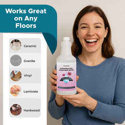Steam & Go Demineralized Water for Steam Mop – Hotel California Scent, 32 Ounces (Pack of 1) | Scented Floor Cleaner Solution, Ready-to-Use, Compatible with Any Steam Cleaner