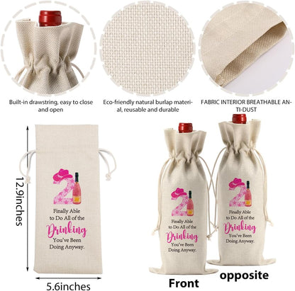 Unique 21st Birthday Gifts for Her Him, Happy 21st Birthday Party Decorations, Wine Bag for Finally Able to Drink