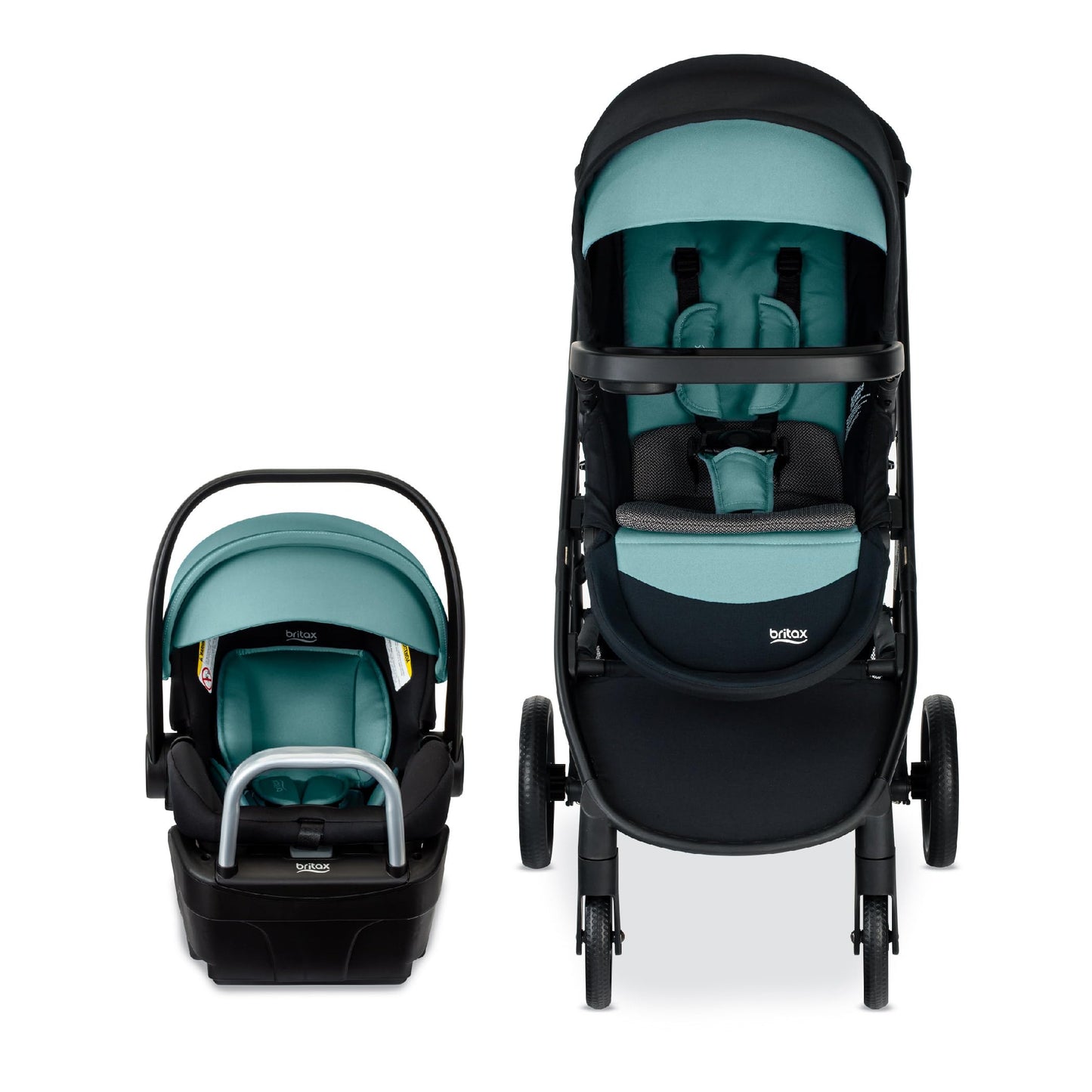 Britax Willow Brook S+ Travel System, Infant Car Seat Stroller Combo With Willow S Infant Car Seat, Alpine Base, and Brook+ Stroller; ClickTight Technology, SafeWash Insert and Cover — Jade Onyx