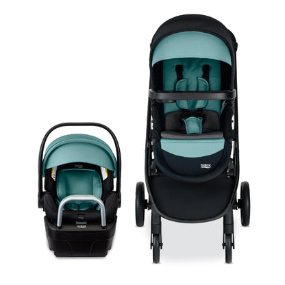 Britax Willow Brook S+ Travel System, Infant Car Seat Stroller Combo With Willow S Infant Car Seat, Alpine Base, and Brook+ Stroller; ClickTight Technology, SafeWash Insert and Cover — Jade Onyx