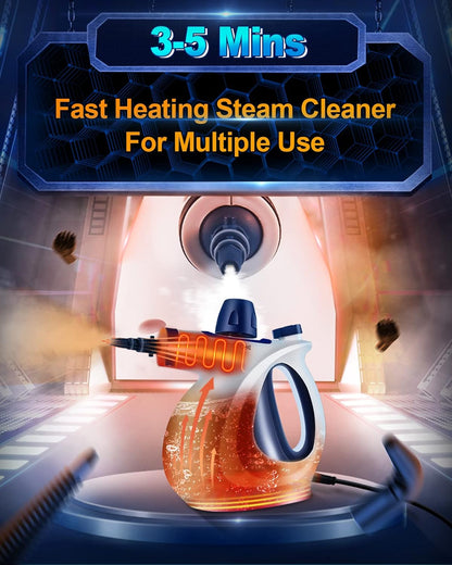 Skiennix Handheld Steam Cleaner - Multi-Surface Pressurized Steamer with 11-Piece Accessory Set