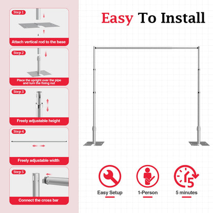 EMART Pipe and Drape Backdrop Stand Kit, 12ftx10ft Heavy Duty Adjustable Photo Background, Metal Frame with Flat Base for Wedding, Birthday Party, Banquet Decorations