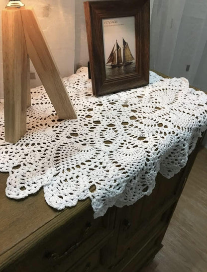 20 Inches. Beige Handmade Crochet Cotton Table Cloth Lace Doilies Round Lace Tablecloths