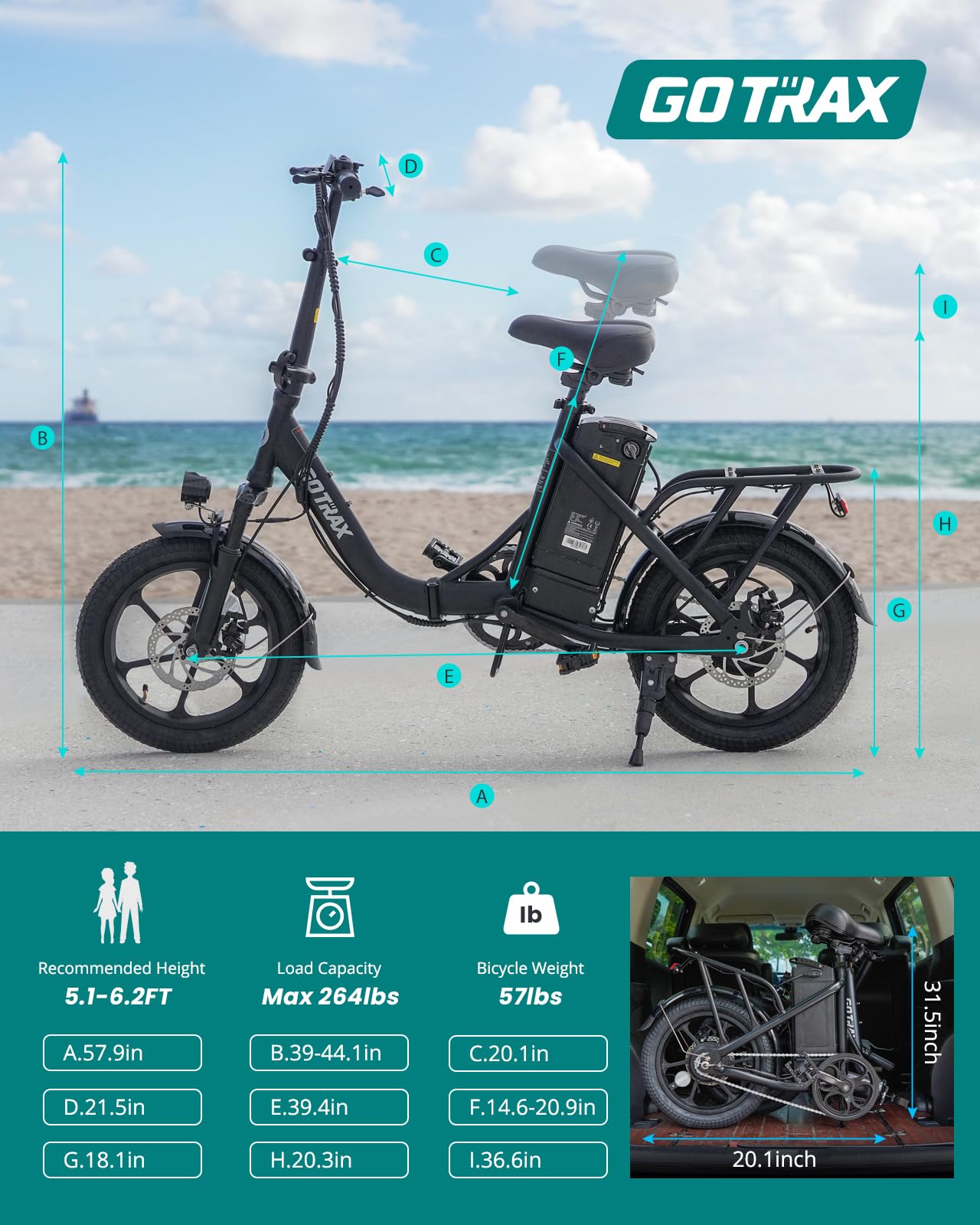 Gotrax S4 16" Folding Electric Bike, Max Range 28Miles(Pedal-Assist) &15.5Mph Power by 350W Motor, Front Suspension&Adjustable Seat and Handlebar, Commuter Electric Bicycle for Adults Black