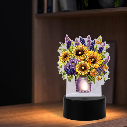 TDFERAN Diamond Painting Led Lights Kit DIY Bouquet Draw Diamonds Art Adults Lamp Diamant Manual Lamp Room Led Lights Bedroom Plant Diamond Art Decorations Desktop Bedside Luminous Decorate