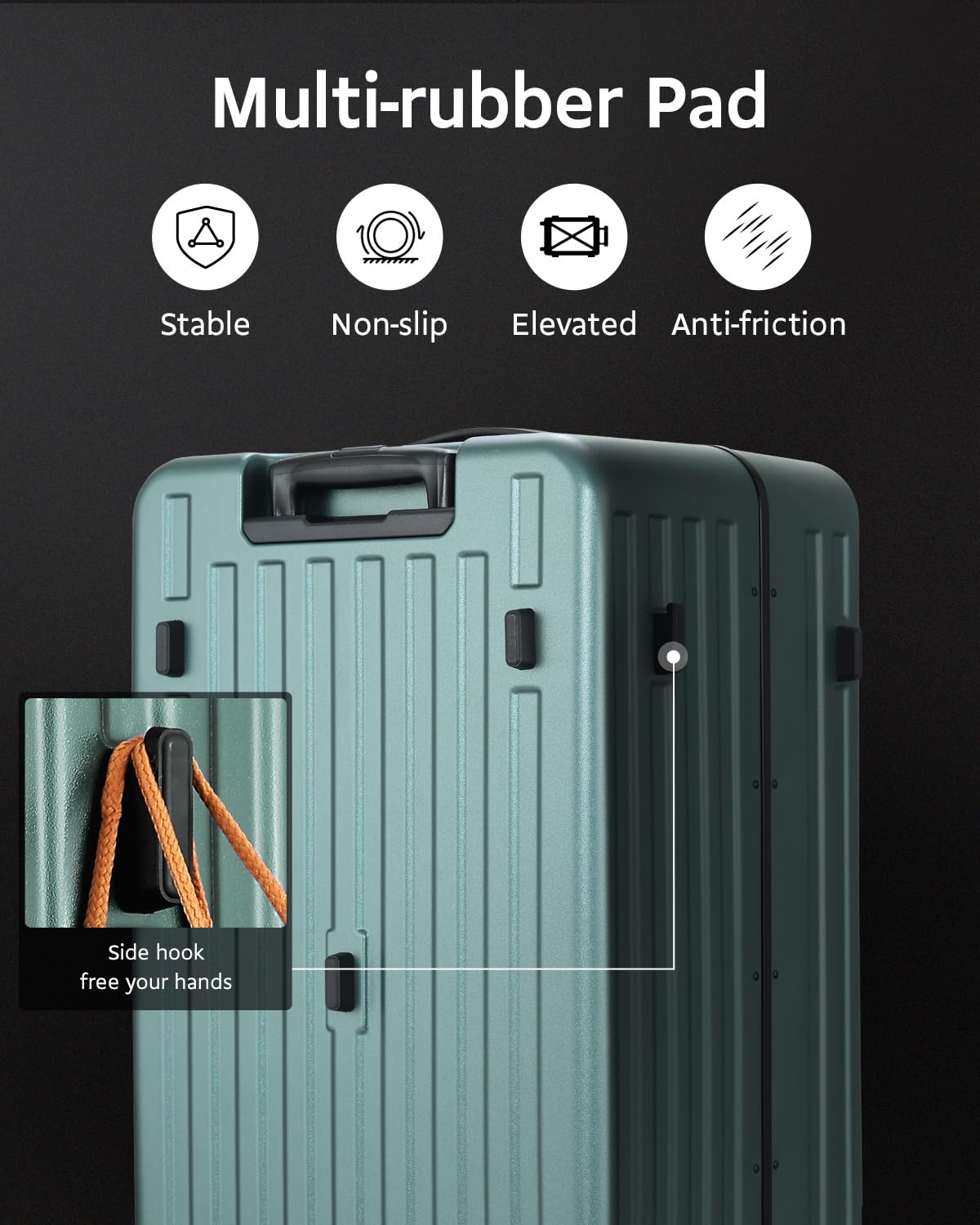 CENSIEN Checked Luggage, Large Suitcase 29 Inch Trunk Luggage with Spinner Wheels, Lightweight ABS+PC Hard Shell with Aluminum Frame, Top Opening, TSA Lock (Green, 1PC)
