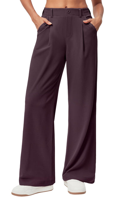 Ewedoos Wide Leg Pants Woman Stretchy Work Dress Pants Women Pull on Business Casual Slacks Trousers Fall Outfits 26"/28"