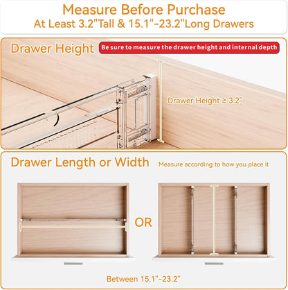 Yieach 8 Pack Clear Expandable Deep Drawer Separators From 15 to 21'' - 3.2 Inch Tall Acrylic Drawer Dividers for Clothes,Dresser Drawer Dividers for Dresser,Baby Nursery,Clothing,Sock or Underwear