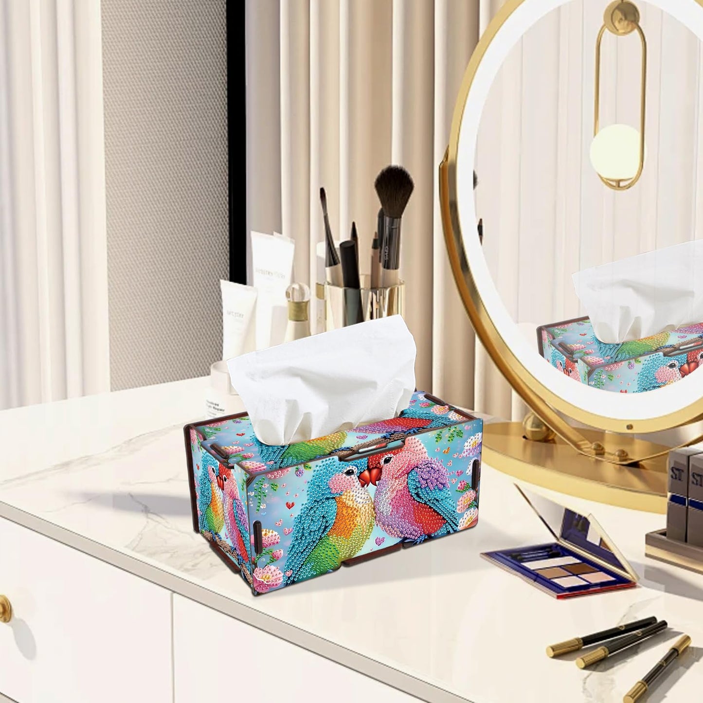 DIY Diamond Painting Tissue Box kit, Bird Shaped Tissue Box with Pull-Out Opening, Suitable for Home and Office Decoration, Ideal as a Handmade Art Gift for Adults