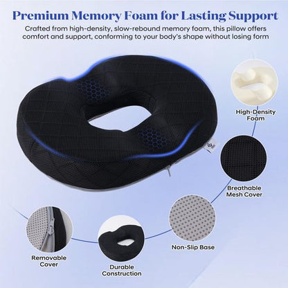 EPSCY Memory Foam Donut Cushion for Coccyx, Hemorrhoid, Sciatica & Tailbone Pain Relief - Pressure Reducing Seat Cushion with Removable Cover - Postpartum Pillow for Office Chair, Car, Wheelchair
