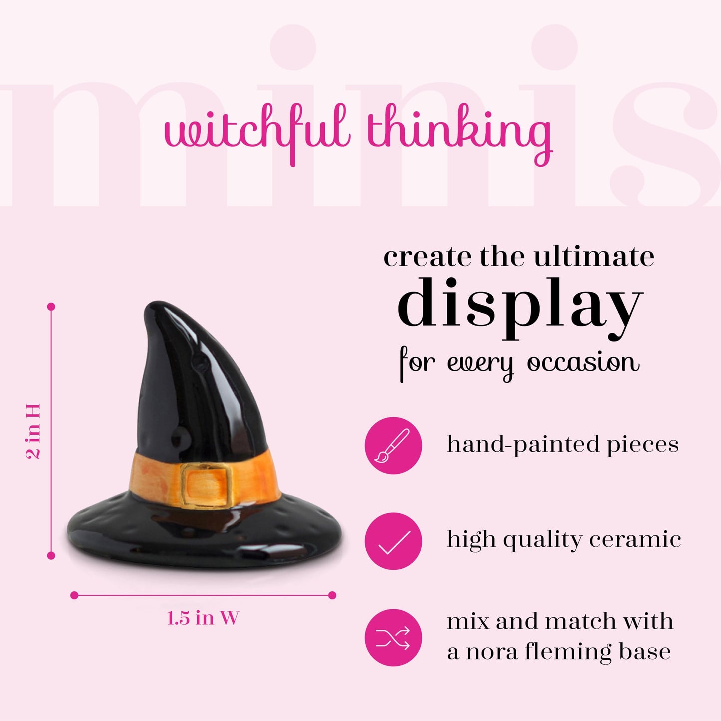 Nora Fleming Witchful Thinking - Hand-Painted Ceramic Halloween Decor - Fall Minis for the Home and Office