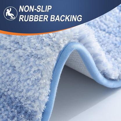 OLANLY Large Bath Rugs - Extra Soft Microfiber, Quick-Dry, Rubber Backing | 45x27, Light Blue