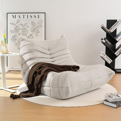 OTDMEL High-end Bean Bag Chair, Fireside Togo Chair with Light Gray Suede Fabric Cover, Comfy & Soft Lazy Floor Lounge Sofa Counch for Bedroom, Living Room, Office or Lounger