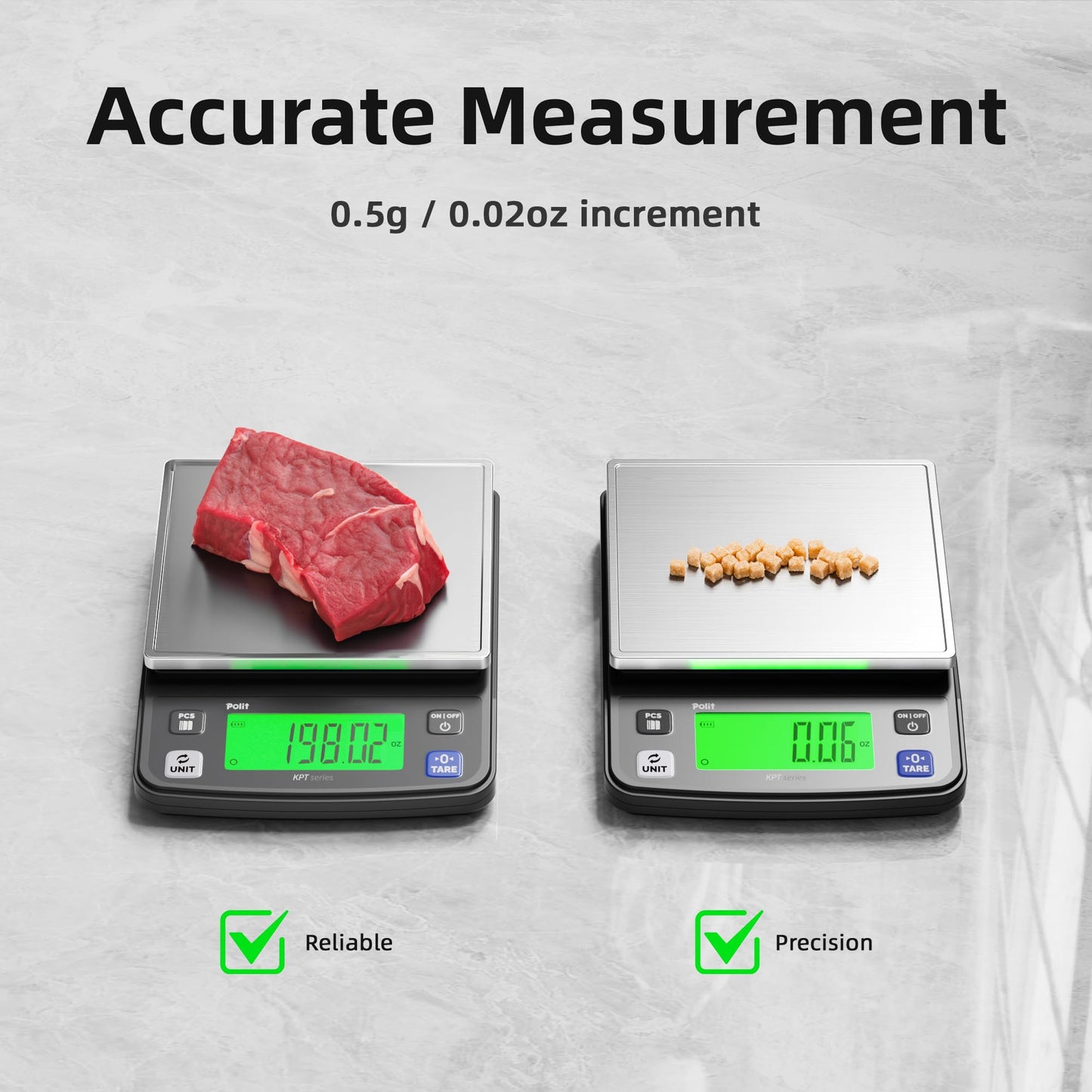 Polit KPT-EVO Digital Food Scale – 0.5g Precise Rechargeable Scale with Stainless Steel Tray, 13lb/6kg Capacity, Ideal for Baking, Coffee Brewing and Diet Tracking