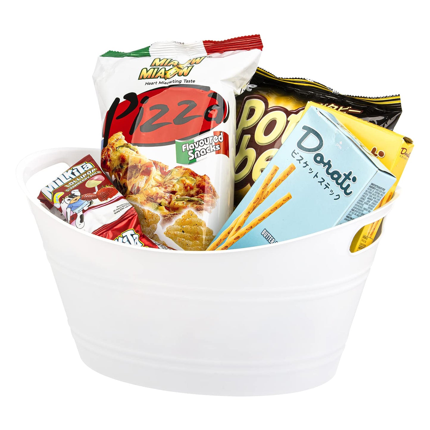 Tiawudi 6 Pack Plastic Oval Storage Tub, Ice Bucket for Wine, Beer and Champagne, Bottle Drink Cooler for Parties, Storage Basket, 4.5 Liter
