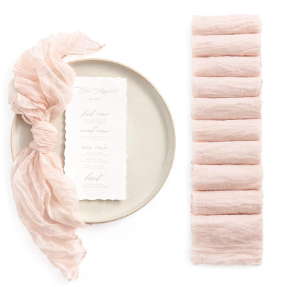 Ling's Moment Luxury Cloth Wedding Napkins - 19x19 Inch Reusable Cheesecloth Linen Napkins for Wedding Reception, Bridal Shower, Dinner Table - Washable, Durable (Set of 10), [Blush]