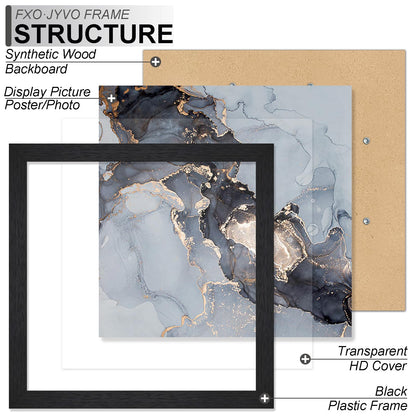 Fxojyvo 14x14 Frame Set of 6, Black Picture Frame for 14 x 14 Square Picture Poster Photo, Light Weight and High Transparent 14 by 14 Frame for Wall - 6 Pack/Black/14 x14