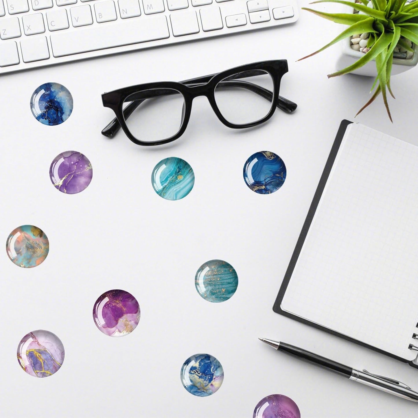 Strong Glass Refrigerator Stickers - 12Pcs Funny Magnets for Fridge, Cute Decorative Tiny Magnets (Marble)