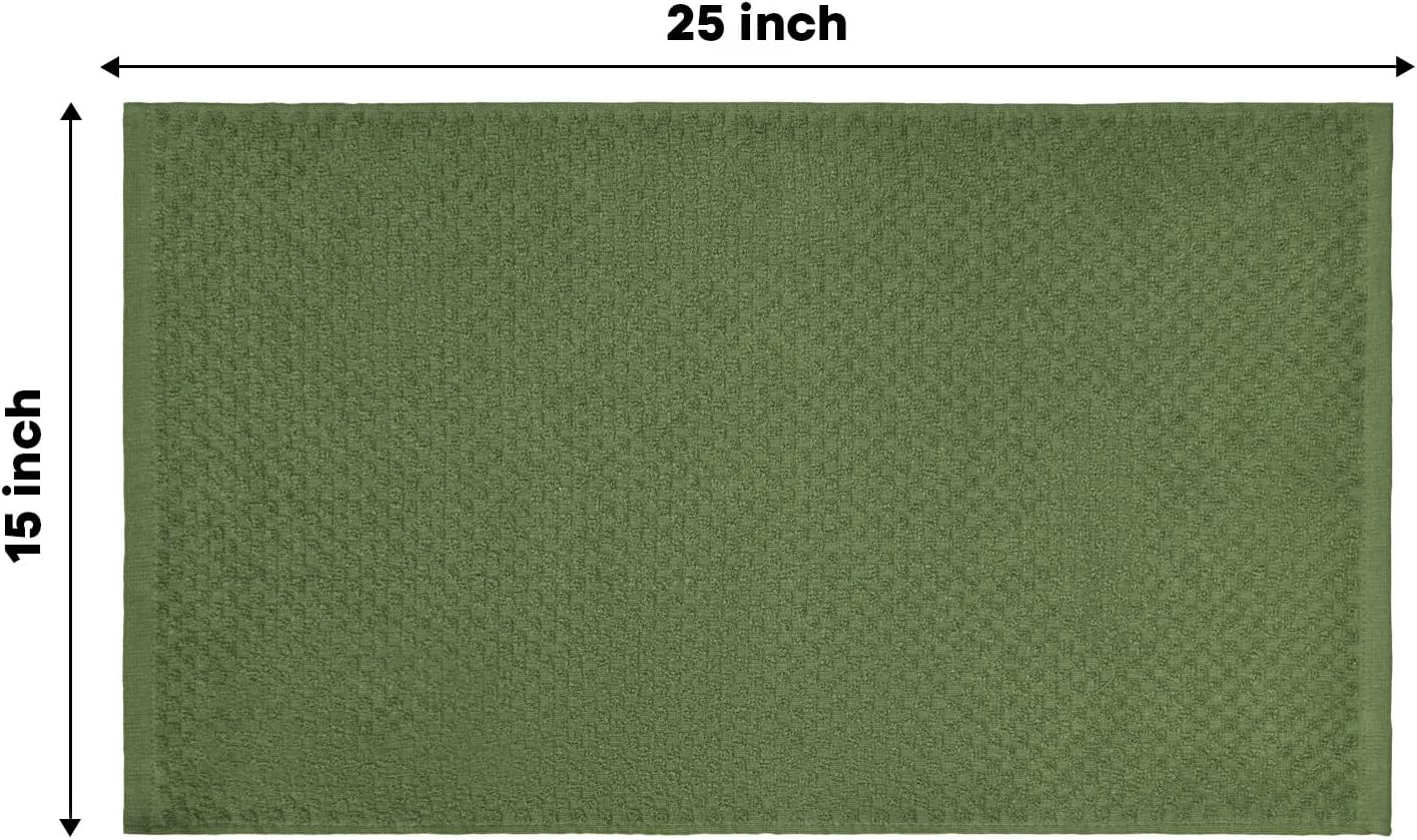 15x25 Inch Set 6 Artoid Mode Ring Spun Cotton Green Kitchen Dish Towels, Ultra Soft Absorbent Quick Drying Household