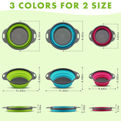 Silicone Collapsible Colander Sink Colander Collapsible Camping Versatile Collapsible Strainer Sink strainer basket over Sink Strainer (Red Green Blue)