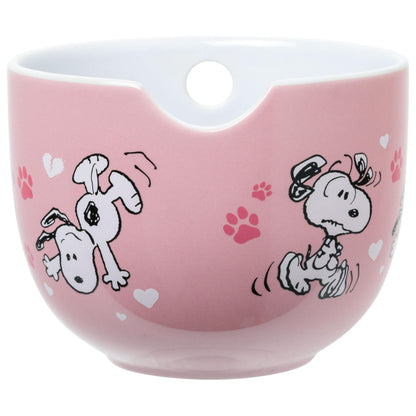 Silver Buffalo Peanuts Snoopy Poses Puppy Love Ceramic Ramen Noodle Rice Bowl with Chopsticks, Microwave Safe, 20 Ounces