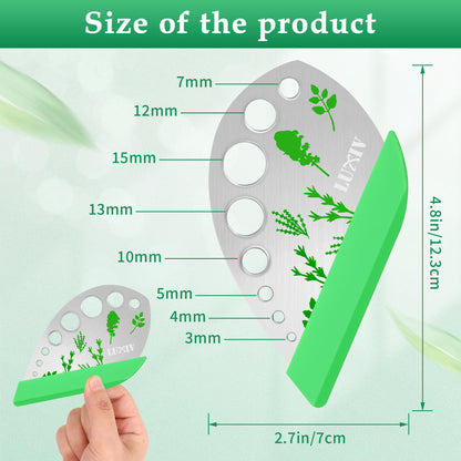 Herb Stripper 9 holes, Luxiv Stainless Steel Kitchen Herb Stripping Tool Loose Leaf Kale Razor Metal Leaf Pealer for Kale, Chard, Collard Greens, Thyme, Basil, Rosemary