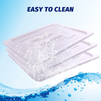 6-Pcs Food Pan Lid Half Size Clear Polycarbonate Hotel Pan Cover with handle
