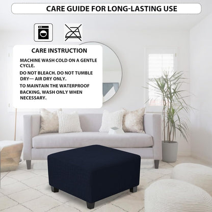 Square Ottoman Cover,Soft Stretch Jacquard Slipcover with Dual Waterproof Layers,Washable Furniture Protector