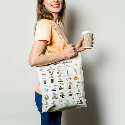 Funny The Office Merch Gifts Tote Bag for Women, Natural Reusable Eco-Friendly Cotton, Off White