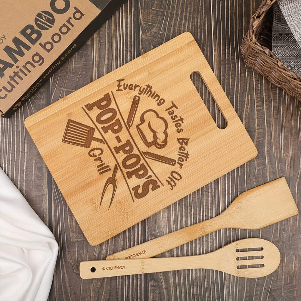 Grandpa Cutting Board - Gifts for Grandpa from Grandkids - Pop Gifts for Father's Day - Kitchen Gift for Christmas,