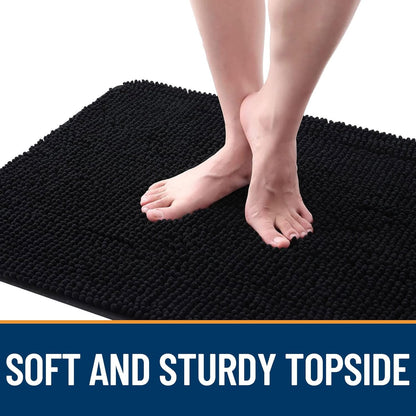 OLANLY Dog Door Mat - Absorbent Non-Slip Washable Chenille Mat for Muddy Paws | 40x24 Inches, Black