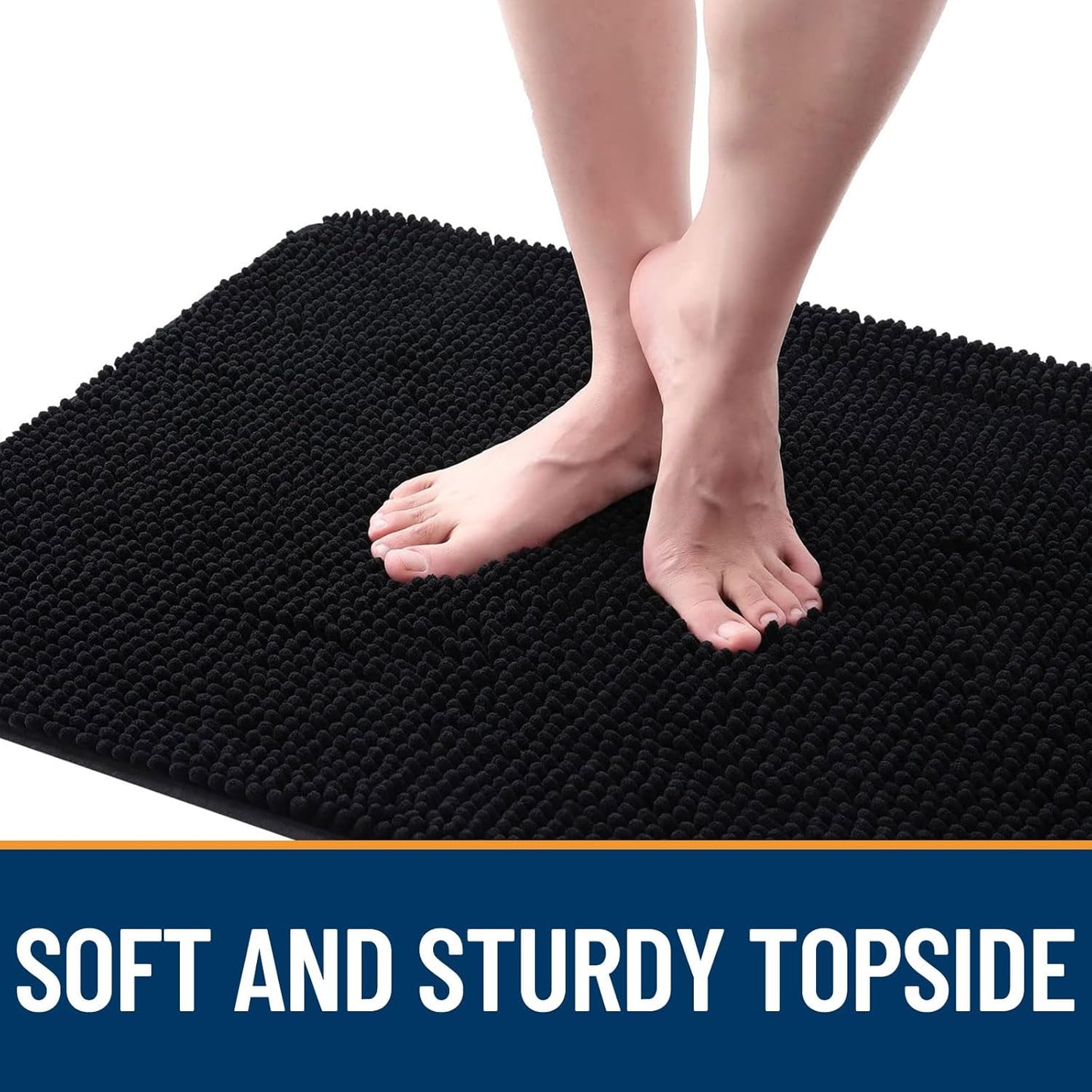 OLANLY Dog Door Mat - Absorbent Non-Slip Washable Chenille Mat for Muddy Paws | 30x20 Inches, Black