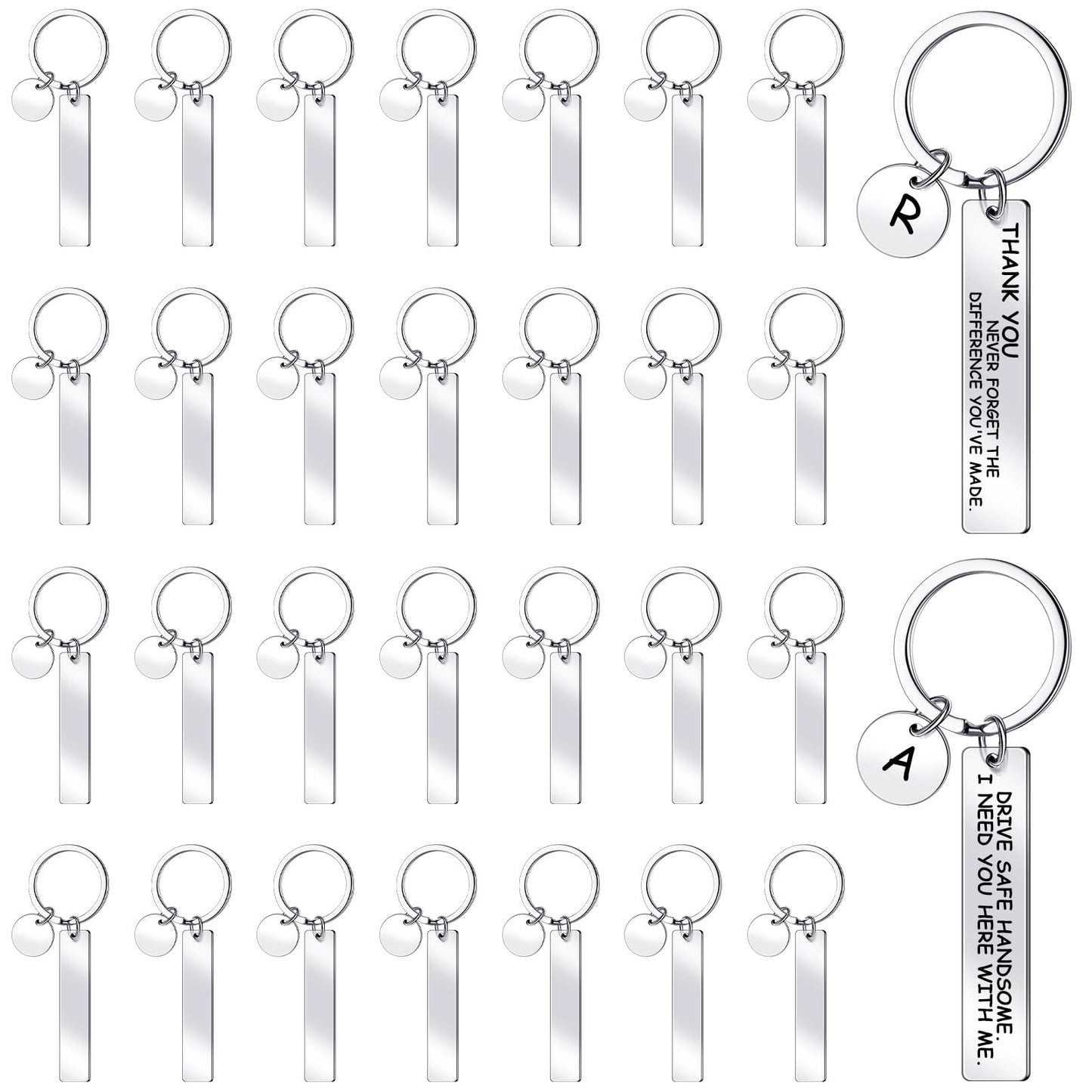 Gisafai 30 Pcs Laser Engraving Stainless Steel Keychain Blanks Engravable Metal Keychains for Graduation Crafts DIY Gifts(Silver)