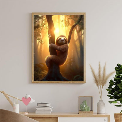 EATUKYIC Sloth Animal Diamond Painting Kits for Adults 5D DIY Sloth in Forest at Sunset Diamond Art Kits, Full Diamond Rhinestone Gems Crystal, for Wall Decor Farm Decor Christmas Gifts 12x16 inch