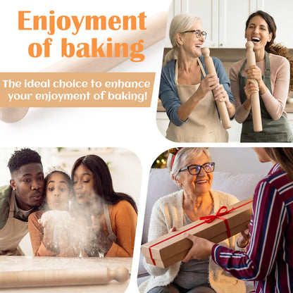 Geetery 24 Inch Long Pasta Rolling Pin 1.87 in Diameter Handmade Italian Tool Vintage Wood Rolling Pin for Home Kitchen Baking Birthday Gift for Mom