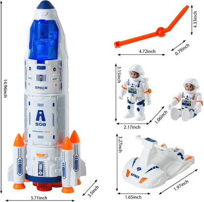 Wbzle Rocket Ship, Space Shuttle Astronaut & Space Adventure Toys,Science Educational Rocket Toys for Kids 3-5 - Lights/Music/Spray
