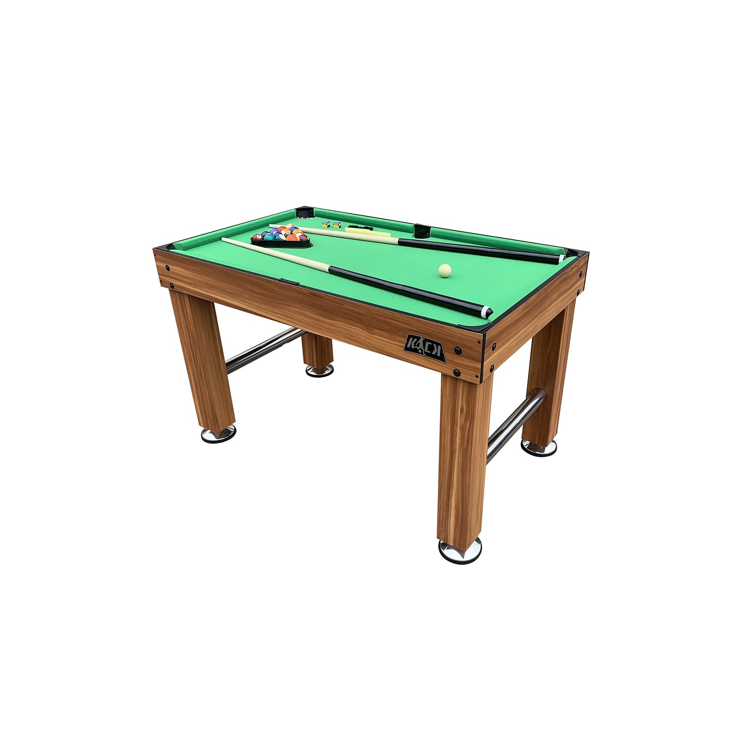 KICK Pentacle 55" 5-in-1 Multi Game Table (Brown) – Foosball, Billiards/Pool, Push Hockey, Shuffleboard & Bowling