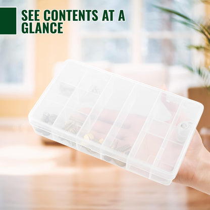 EVERLAST Organizer Case (8-Bay, 4-Pack) | Jewelry, Toys, Beads, Crafts & Hardware Storage Box | Durable Polypropylene Molded-in Compartment Organizer w/Snap Closures (7-7/8 x 4 x 1-1/8) | Model #D26