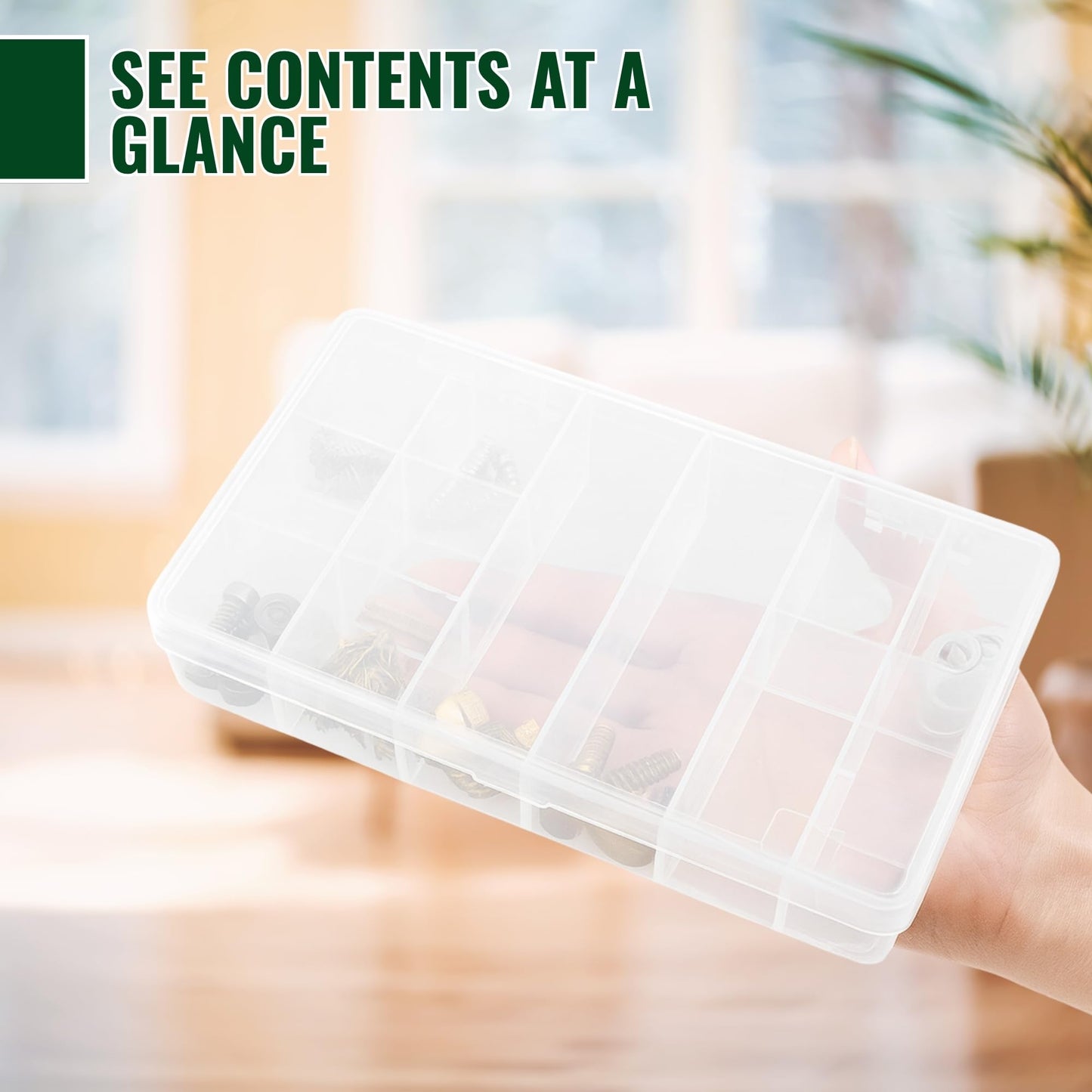 EVERLAST Organizer Case (8-Bay, 4-Pack) | Jewelry, Toys, Beads, Crafts & Hardware Storage Box | Durable Polypropylene Molded-in Compartment Organizer w/Snap Closures (7-7/8 x 4 x 1-1/8) | Model #D26