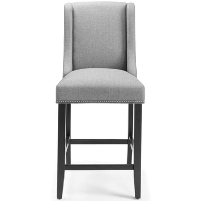 Modway Baron Counter Stool Upholstered Fabric Set of 2, Light Gray