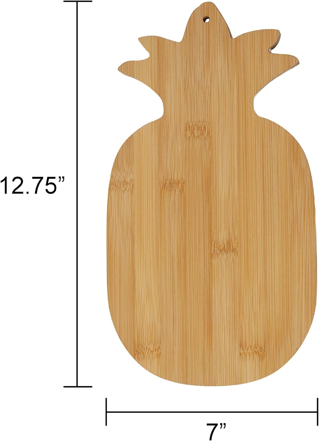 Pineapple Shaped Bamboo Serving and Cutting Board, 12.75” x 7” for Appetizers, Cheeses, and Decoration