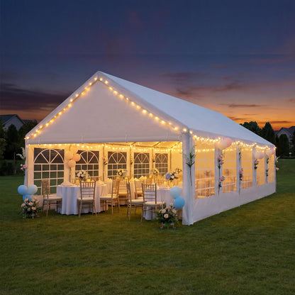 ADRERIC 16x32 Party Tent Heavy Duty White Canopy Large Outdoor Event Shelter with Removable Sidewalls, Waterproof Gazebo for Wedding, Backyard, Parties